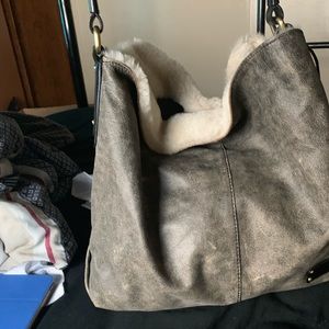UGG Large HoBo Rugged Gray Sheepskin Leather Bag👜